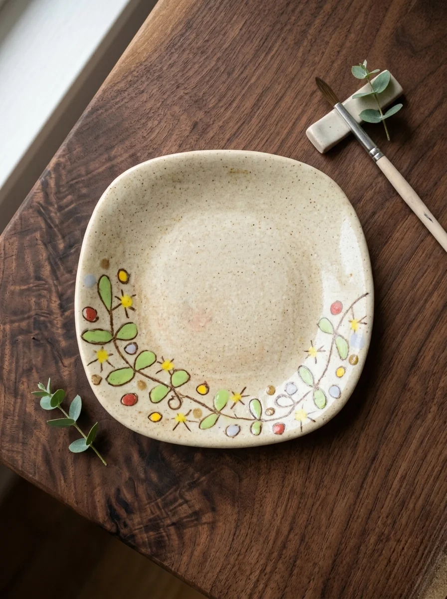 Botanical vine square plate