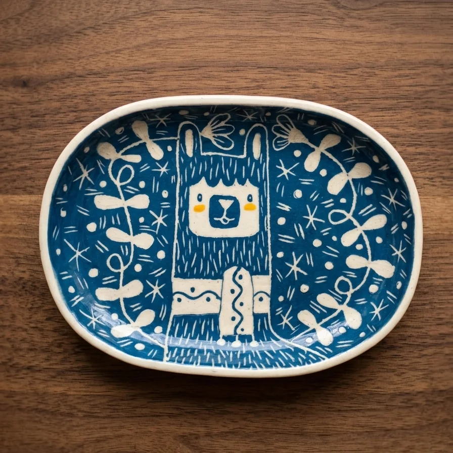 Colorful Little Llamas artisan plates